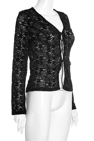 Tie-Front Lace Blouse