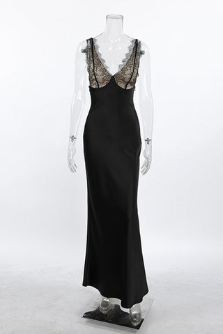 Lace-Trim Sleeveless Midi Dress