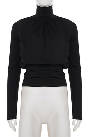 Elegant High-Neck Long Sleeve Top