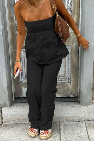 Strapless Flare Pants Set