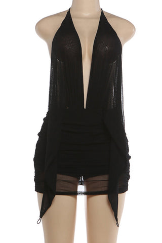 Elegant Plunge Halter Dress