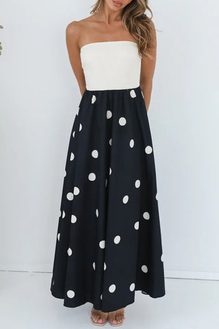 Strapless Polka Dot Casual Dress