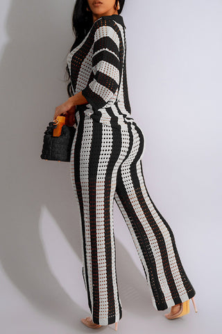 Striped Button-Front Pants Set