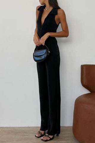 Collared Button-Front Pants Set