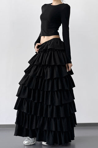 Layered Ruffle Maxi Skirt