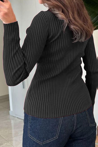 Ribbed Button-Front Cardigan