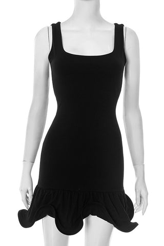 Ruffle Hem Sleeveless Mini Dress