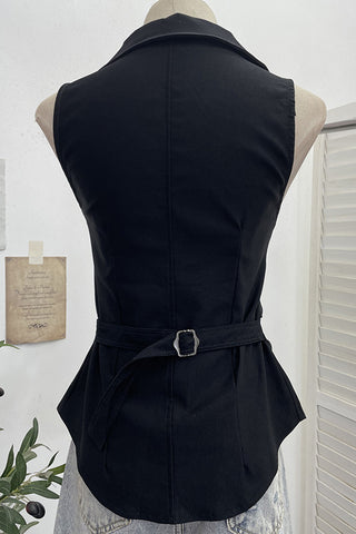 Button-Adorned Military Tank Top