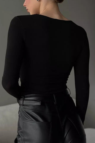 Stylish Twist-Front Long Sleeve Top