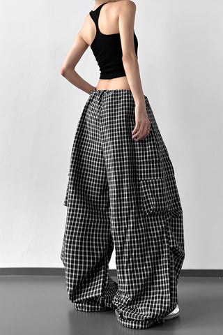 Gingham Wide-Leg Pants