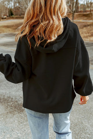 Flap Pocket Drawstring Hood Zip Jacket