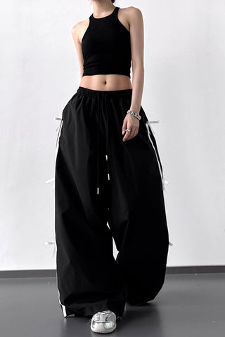 Wide-Leg Pants with Ribbon Detail