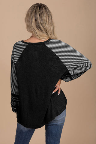Striped Sleeve Casual Top