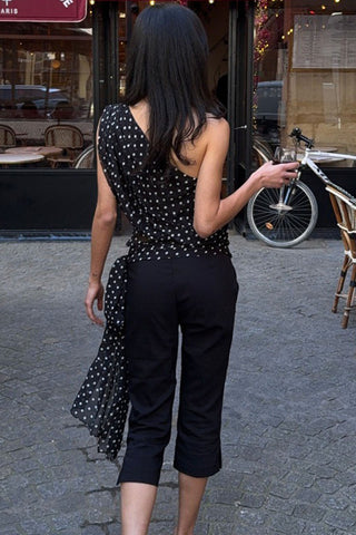 One-Shoulder Polka Dot T-Shirt