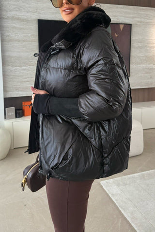 Puffer Jacket with Oversized Collar