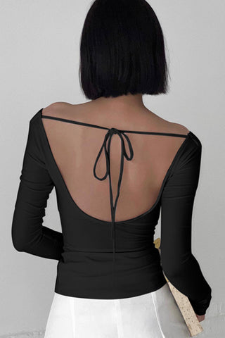 Off-Shoulder Fitted Long Sleeve Top