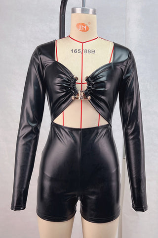 Cutout Detail Long Sleeve Romper