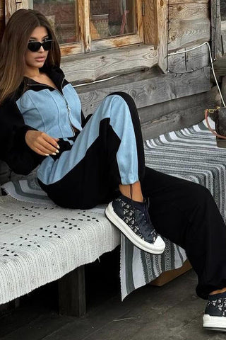 Patchwork Two-Piece Pant Set