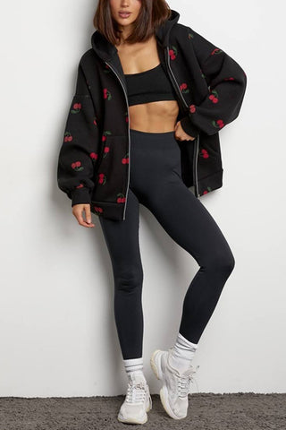 Zip-Up Printed Hoodie