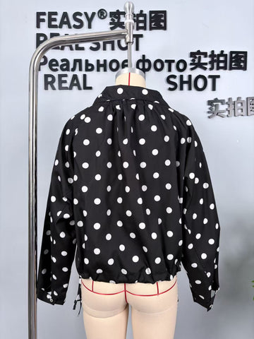Polka Dot Button-Front Jacket