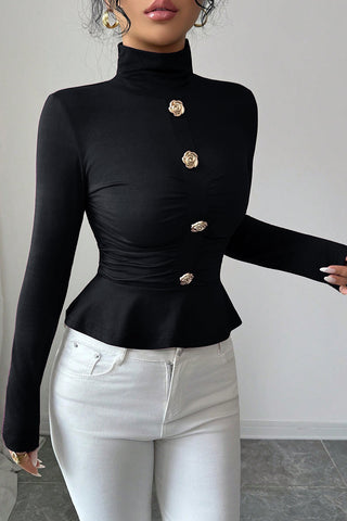 Elegant Button-Up Peplum Top