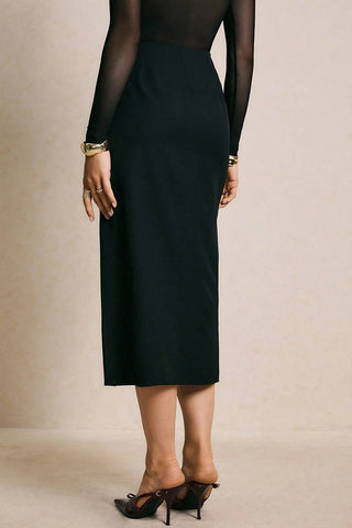 Elegant Button-Detail Midi Skirt
