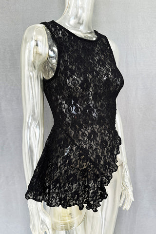 Lace Overlay Sleeveless Tank Top