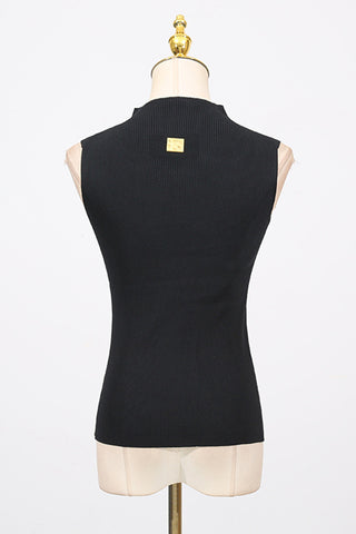 Keyhole Detail High-Neck Sleeveless Top