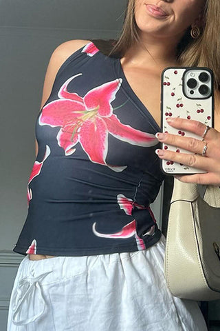 Asymmetrical Floral Print Camisole