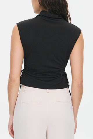 Sleeveless Mock Neck Top with Side Ties