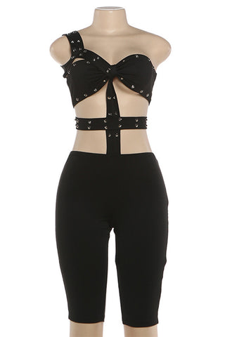 Studded Cut-Out Romper