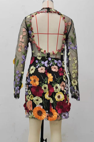 Floral Embroidered Casual Dress