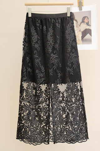 Floral Lace Midi Skirt