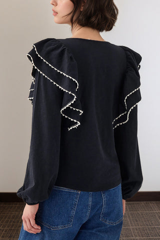 Ruffled Button-Up Blouse