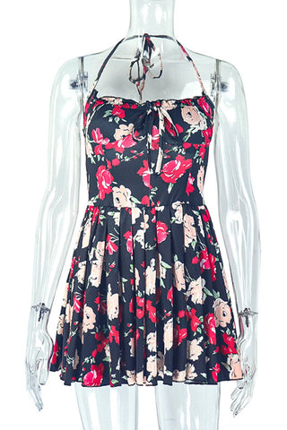 Floral Halter Neck Casual Dress
