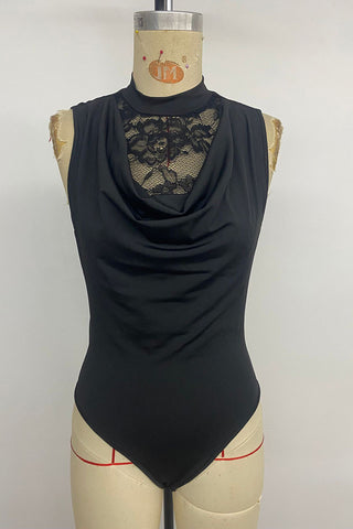 Draped Lace Inset Bodysuit