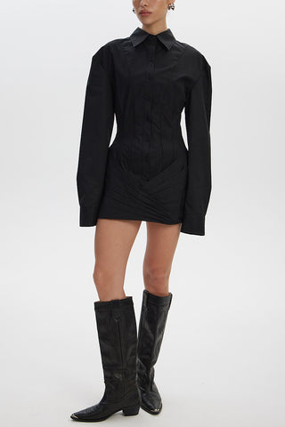 Button-Up Long Sleeve Mini Dress