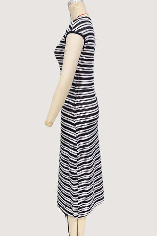 Striped Knit Casual Midi Dress