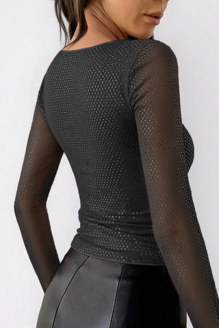 Deep V-Neck Long Sleeve Top