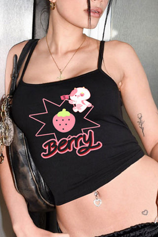 Playful Berry Graphic Tank Top
