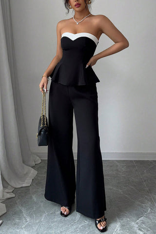 Strapless Peplum Pants Set