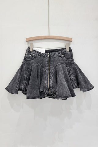 Flared Denim Mini Skirt