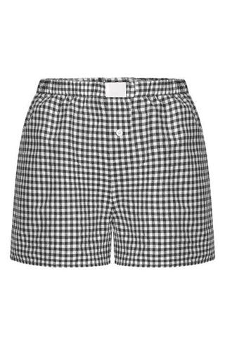 Button-Front Gingham Casual Shorts