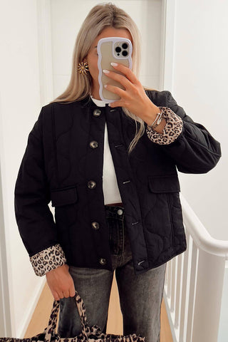 Quilted Button-Front Casual Jacket