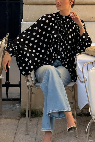 Polka Dot Blouse with Flowing Sleeves