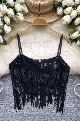 Fringe Sequin Camisole Top