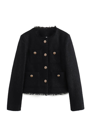 Textured Button-Front Blazer