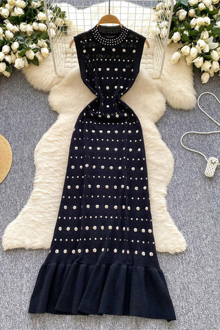 Sleeveless Polka Dot Ruffle Dress
