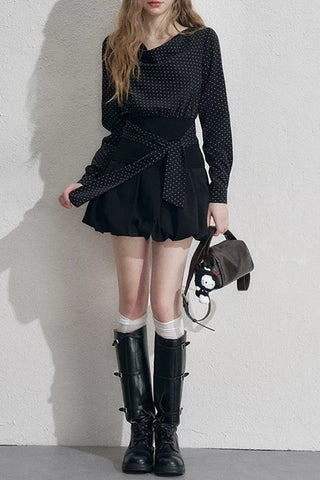 Tie-Waist Polka Dot Blouse