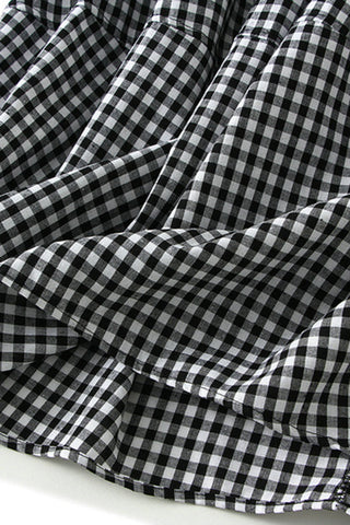Gingham Elastic Waist Casual Skirt